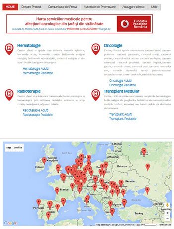 Asociatia M.A.M.E. si Fundatia Vodafone Romania lanseaza in premiera in Romania, Harta Interactiva a Serviciilor Medicale Oncologice