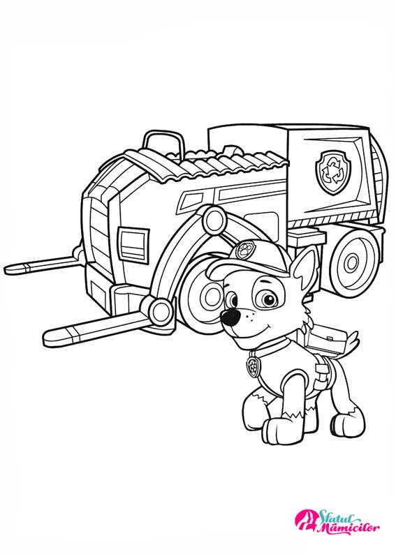 Rocky si Camionul de Reciclare - Plansa de colorat