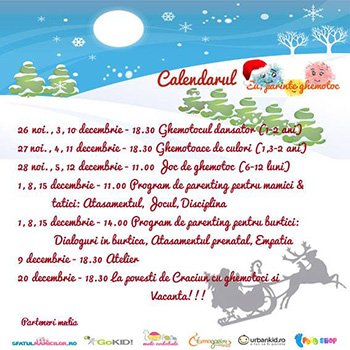 Calendar ateliere pentru ghemotoci - decembrie 2013