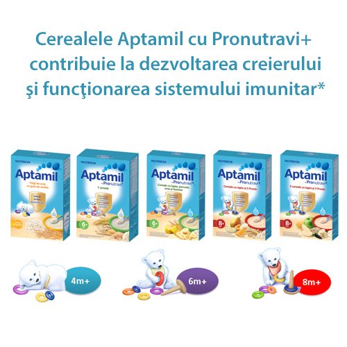 Cerealele Aptamil cu Pronutravi+ contribuie la dezvoltarea creierului şi funcţionarea sistemului imunitar