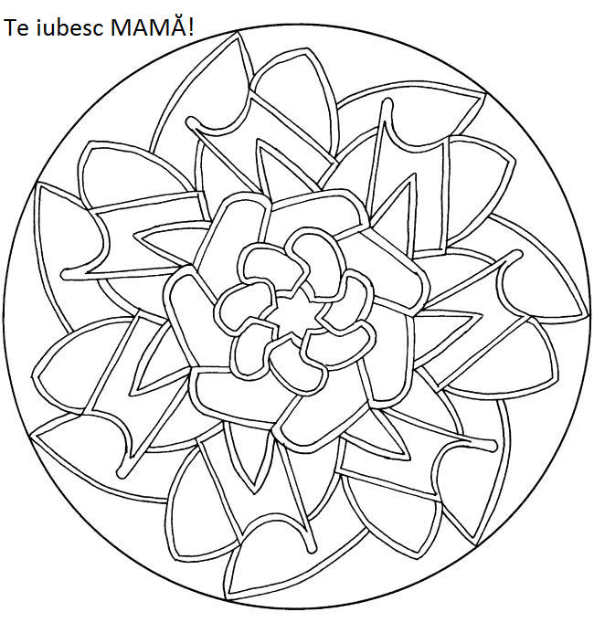 Planse de colorat cu Te iubesc mama forma abstracta