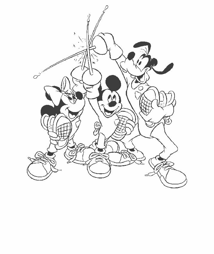 Planse de colorat cu Mickey, Minnie si Goofy