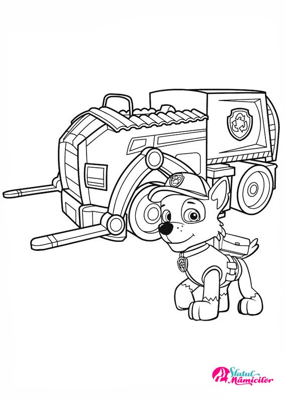 Rocky si Camionul de Reciclare - Plansa de colorat