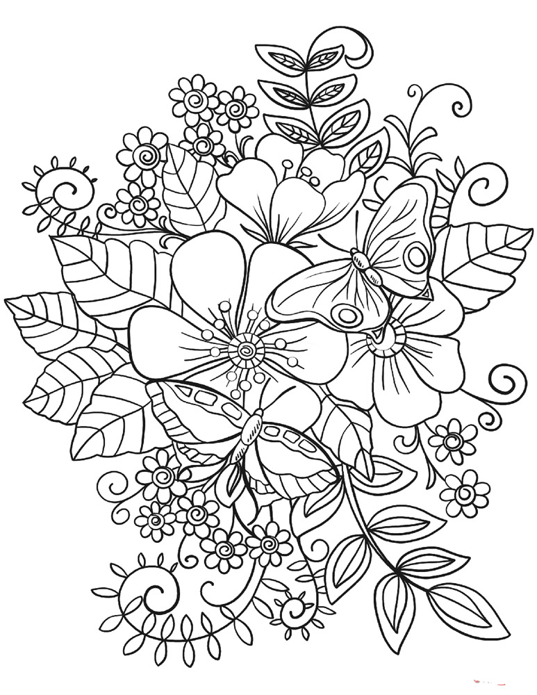 Planse de colorat cu Buchet urias de floricele - Plansa de colorat